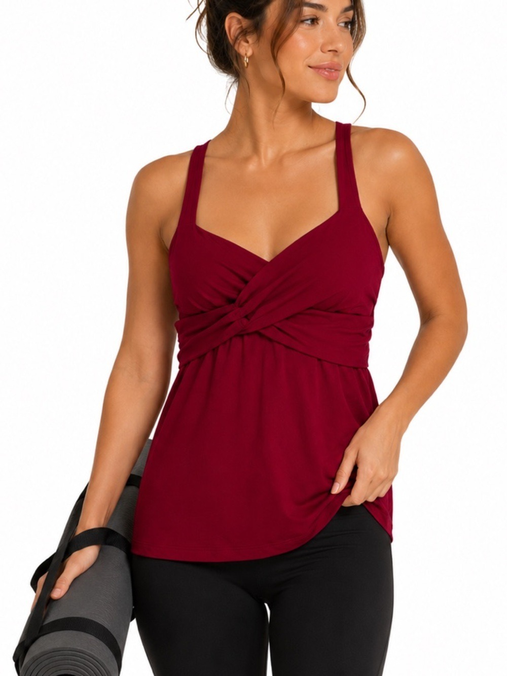 Lululemon Wrap It Up Tank 6 Red Built-In Bra Cross Back Layering Yogacore